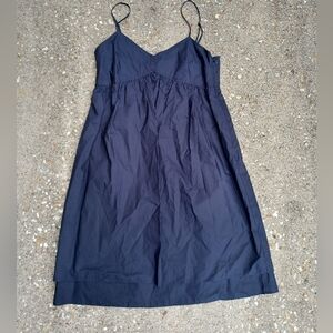 Derek Lam 10 Crosby Shift Slip Dress Sz 2 Navy Tiered Cotton Flared Baby Doll